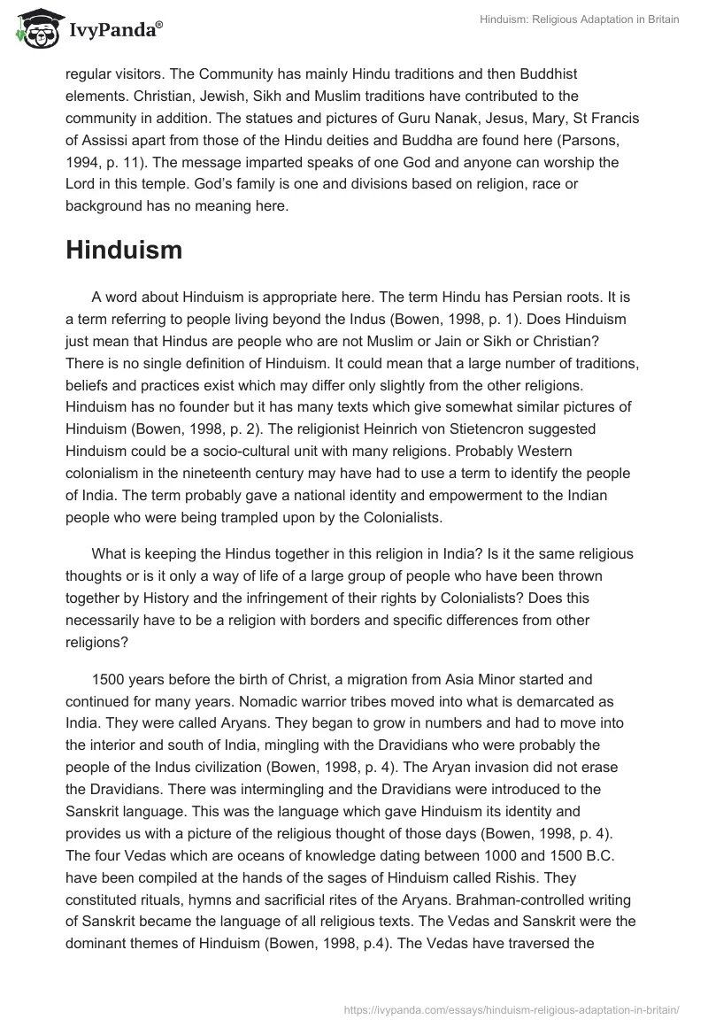 Hinduism: Religious Adaptation in Britain. Page 2