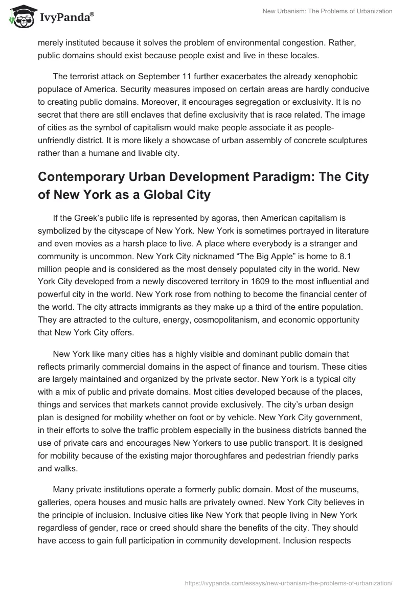 New Urbanism: The Problems of Urbanization. Page 5