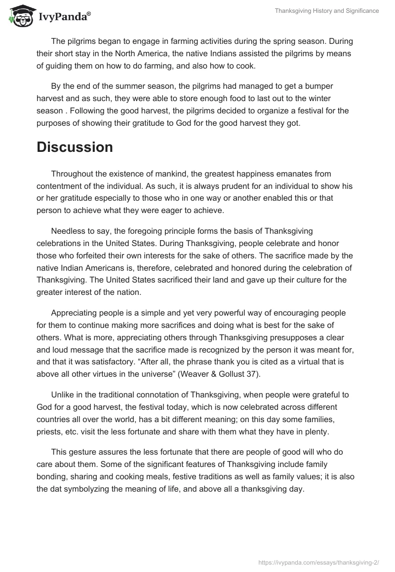 Thanksgiving History and Significance. Page 2