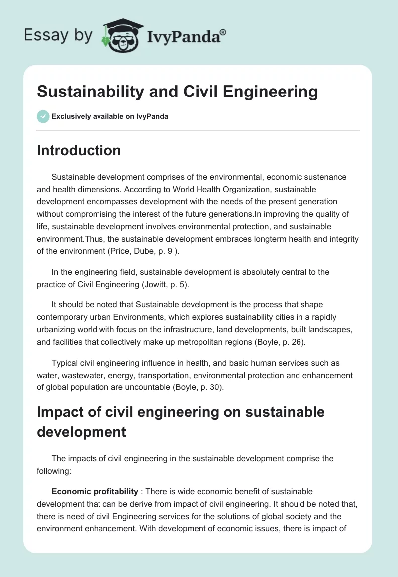 Sustainability and Civil Engineering. Page 1