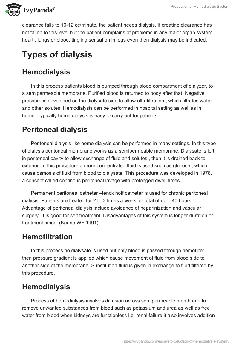 Production of Hemodialysis System. Page 3