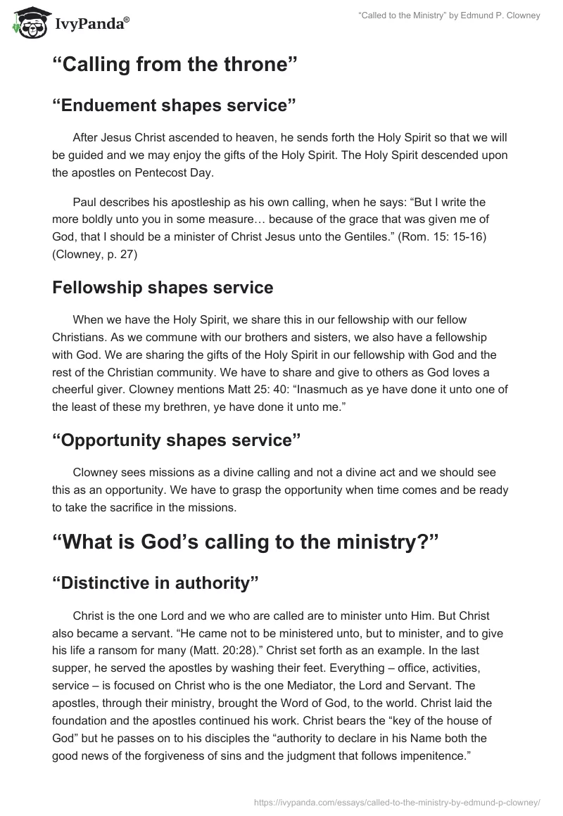 “Called to the Ministry” by Edmund P. Clowney. Page 3