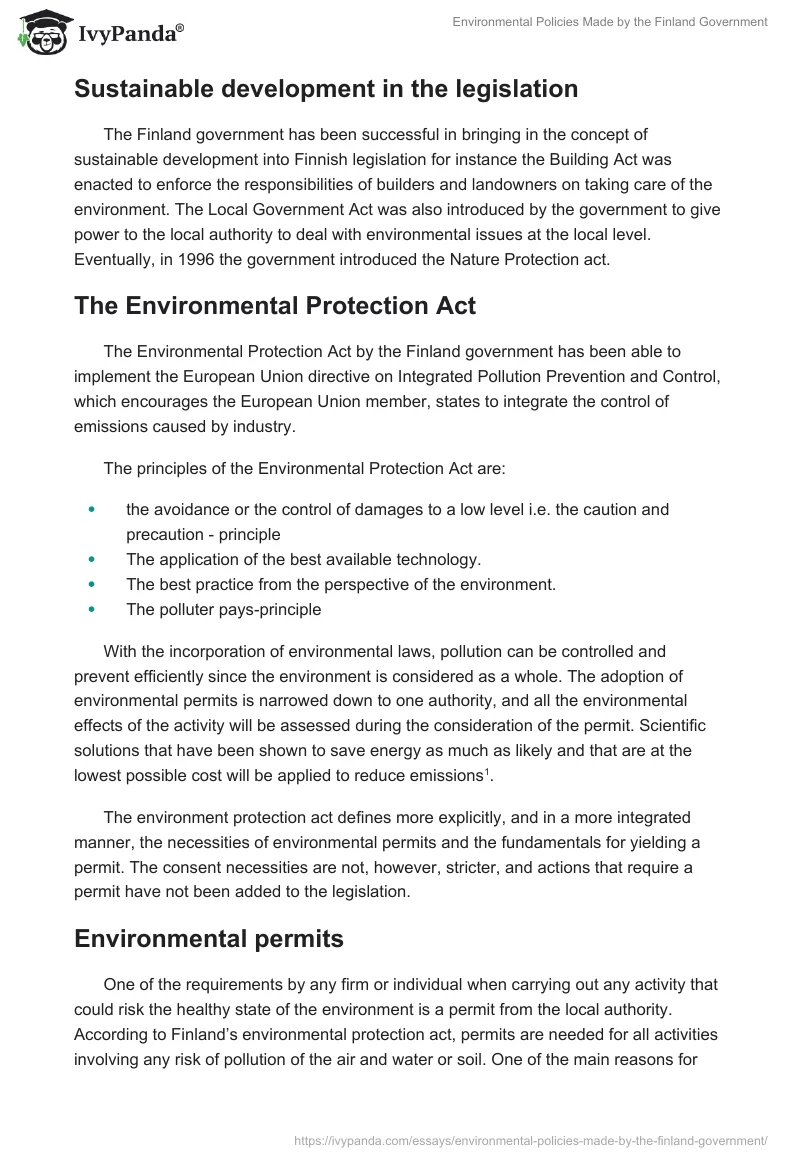 Environmental Policies Made by the Finland Government. Page 3
