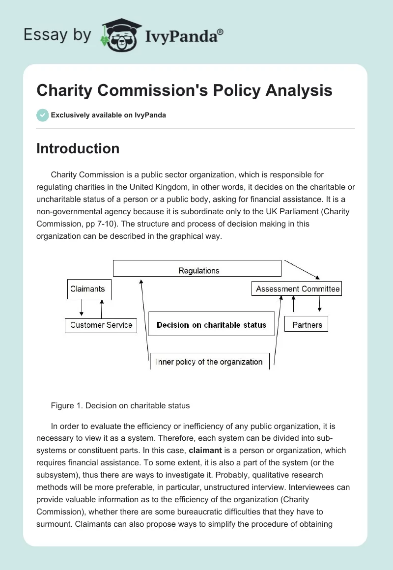 Charity Commission's Policy Analysis. Page 1