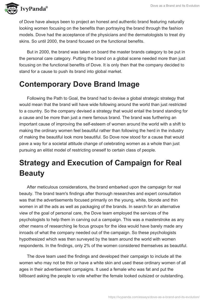 Dove as a Brand and Its Evolution. Page 3