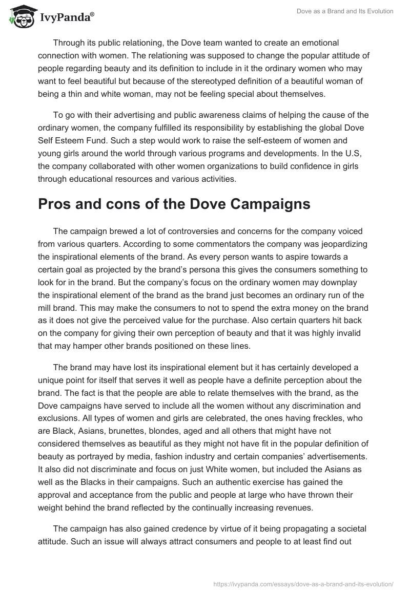 Dove as a Brand and Its Evolution. Page 5