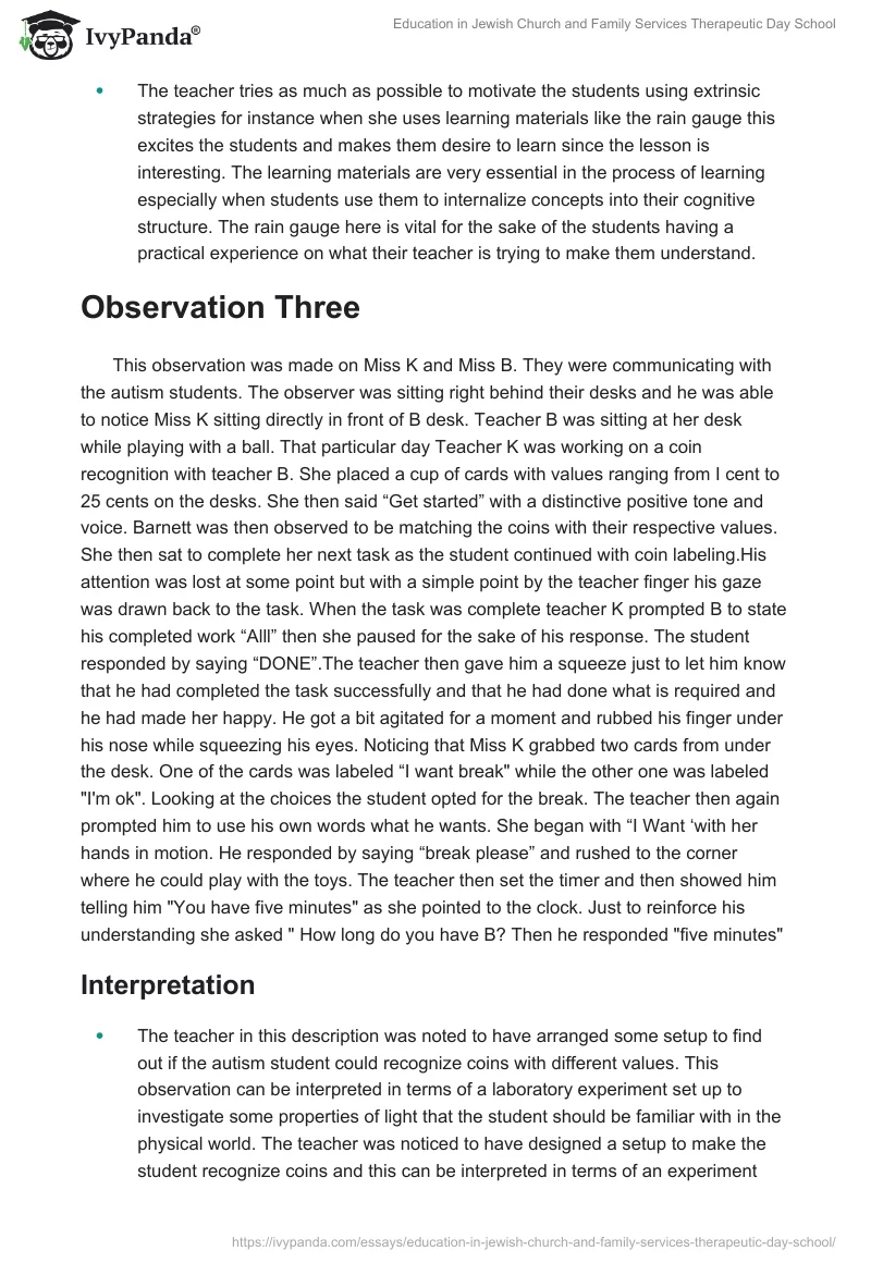 Education in Jewish Church and Family Services Therapeutic Day School. Page 4