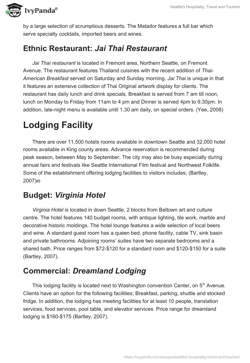 Seattle's Hospitality, Travel and Tourism. Page 3