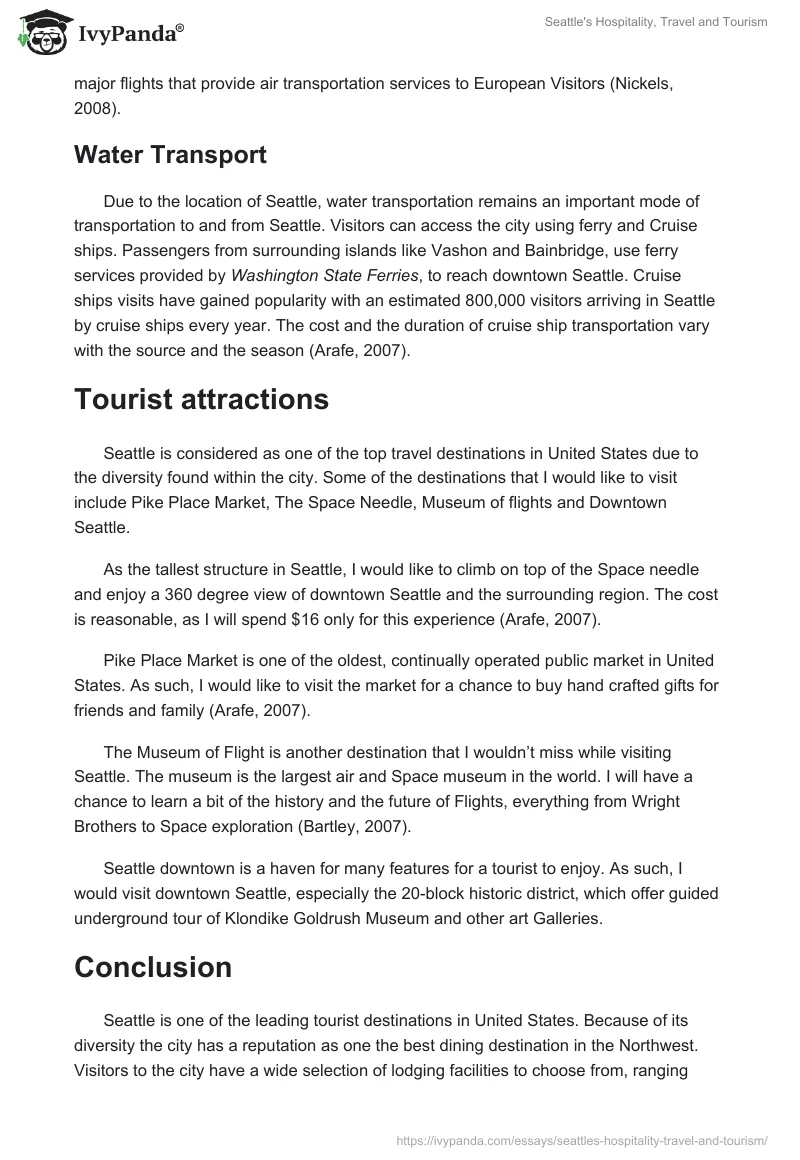 Seattle's Hospitality, Travel and Tourism. Page 5