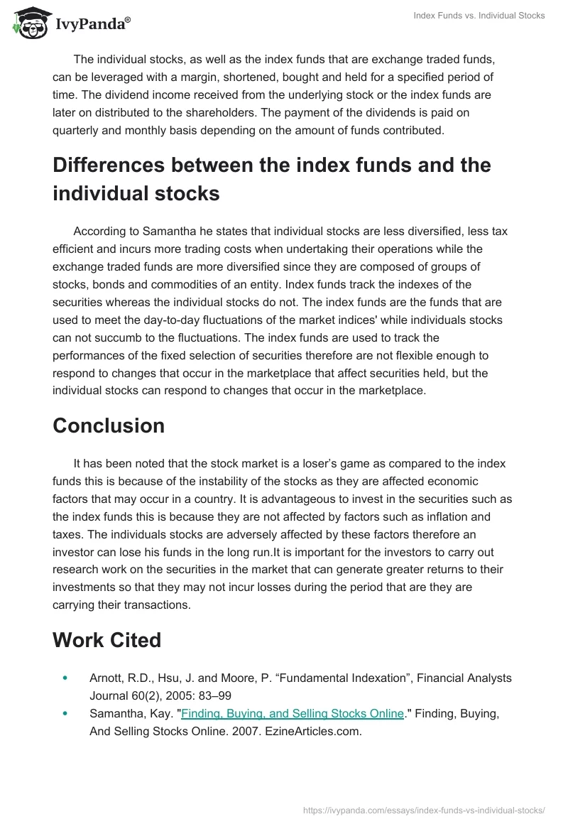 Index Funds vs. Individual Stocks. Page 2