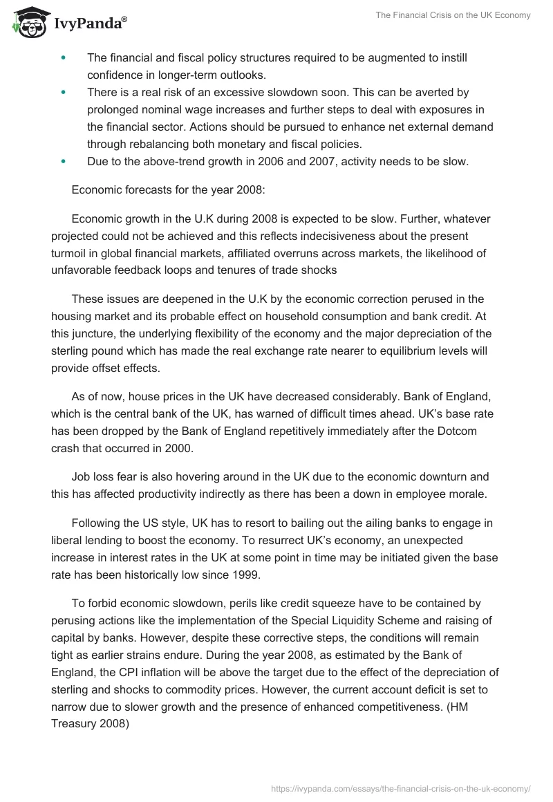 The Financial Crisis on the UK Economy. Page 2