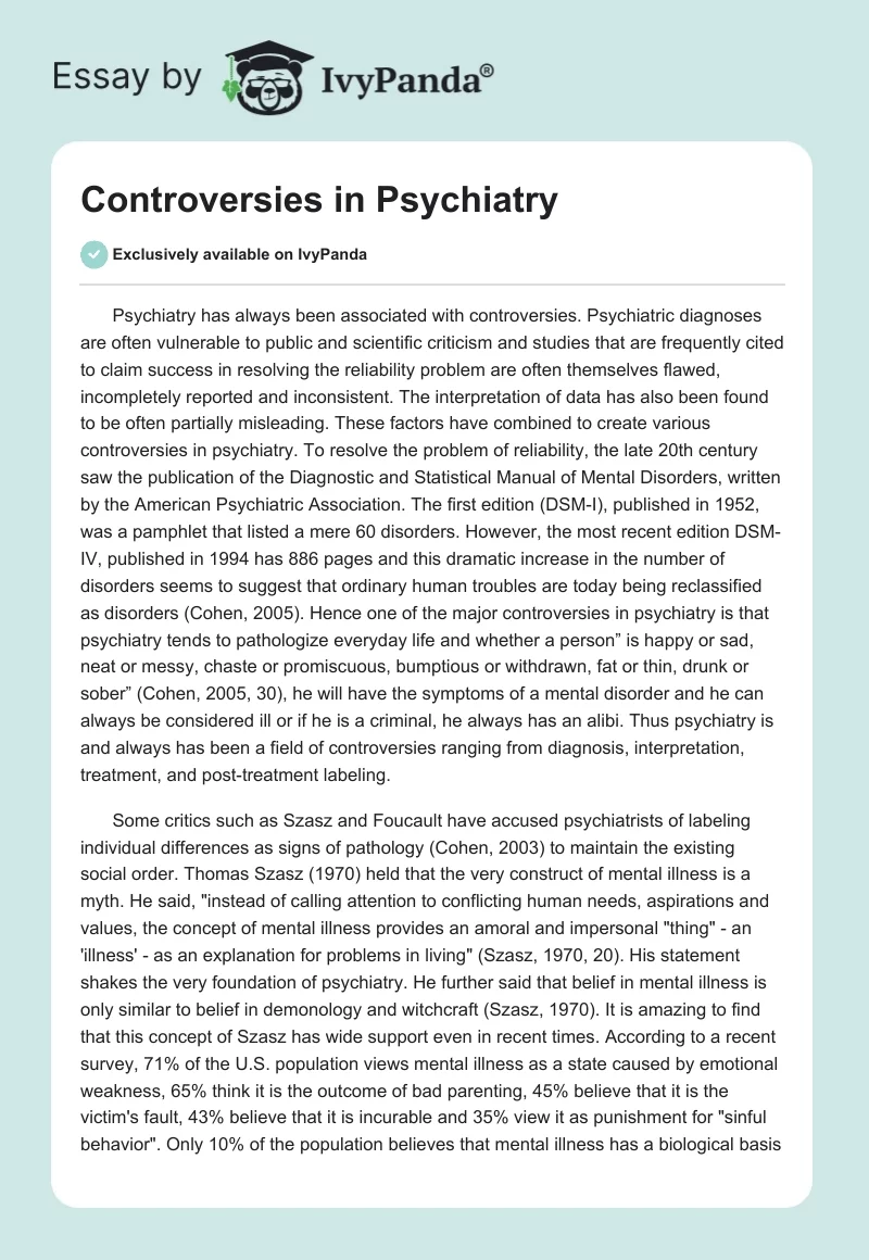 Controversies in Psychiatry. Page 1