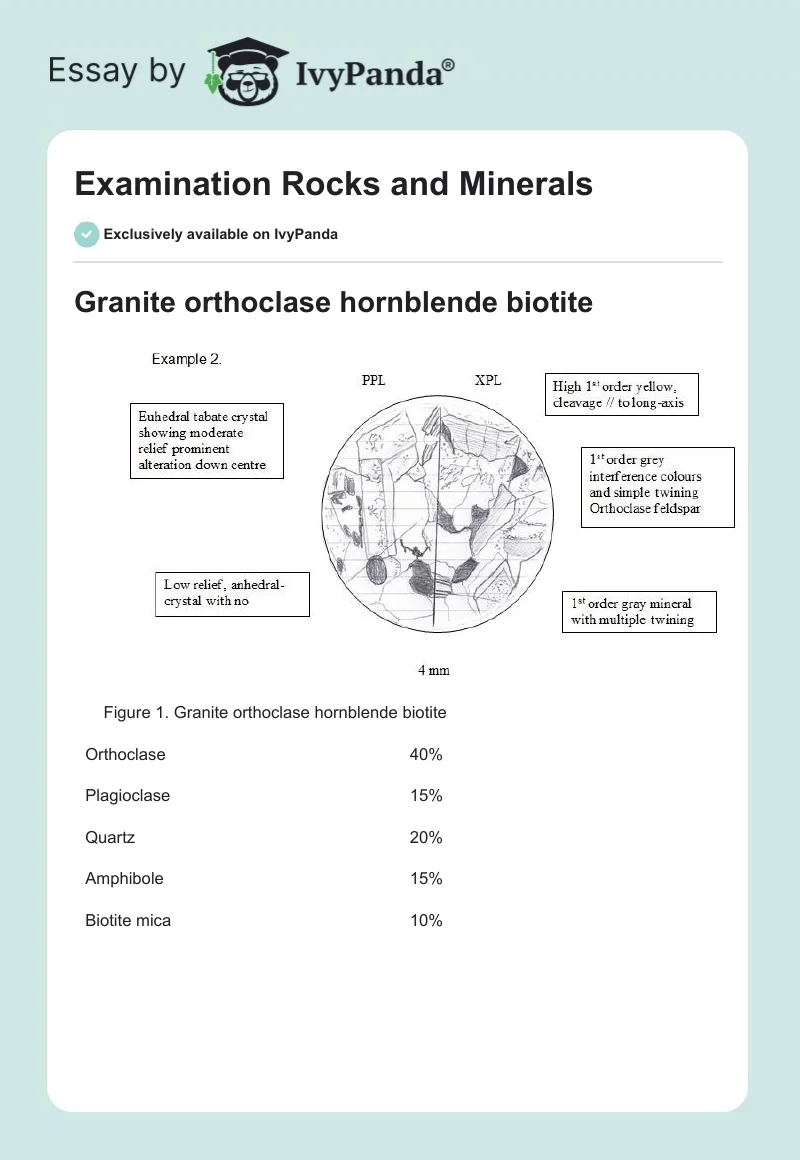 Examination Rocks and Minerals. Page 1