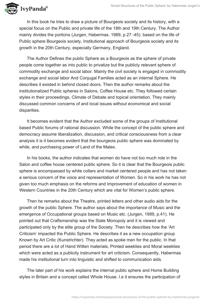 ‘Social Structures of the Public Sphere’ by Habermas Jurgen’s. Page 2