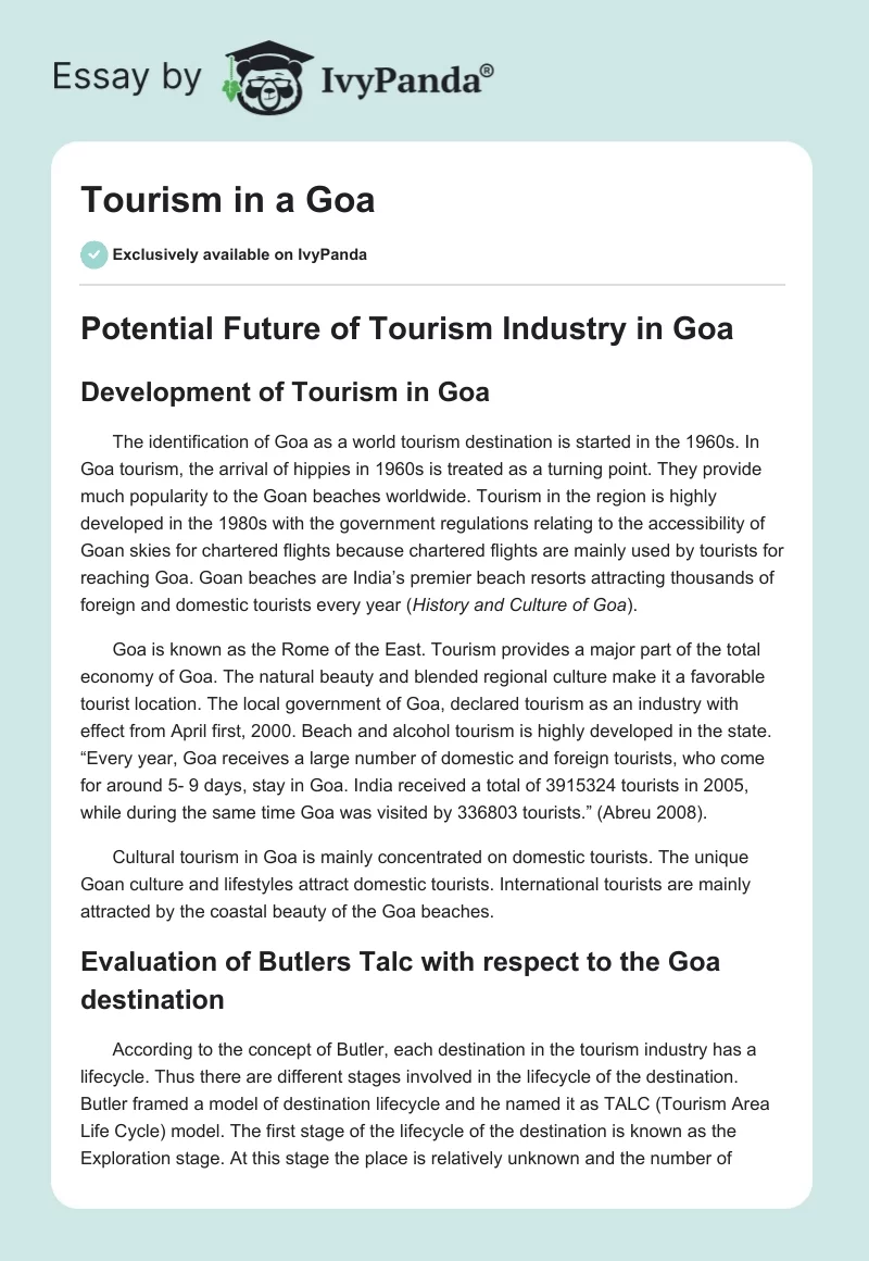 Tourism in a Goa. Page 1