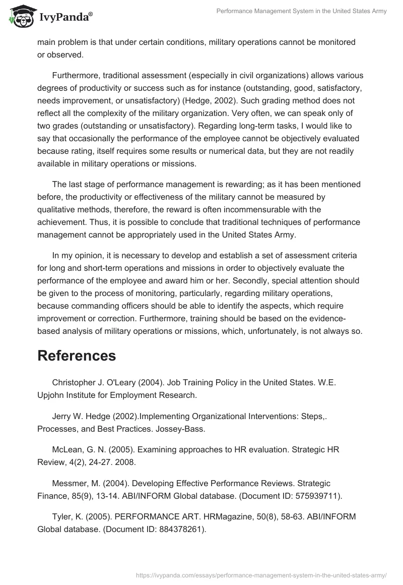 Performance Management System in the United States Army. Page 2