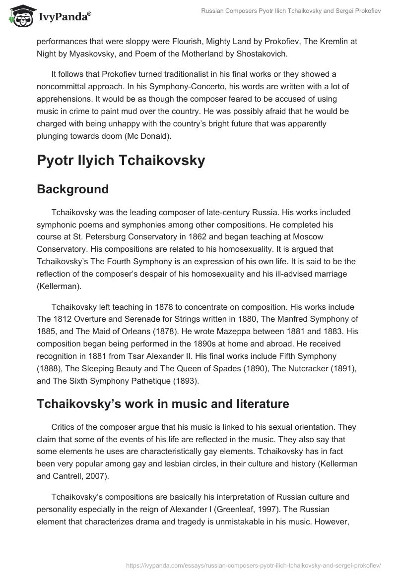 Russian Composers Pyotr Ilich Tchaikovsky and Sergei Prokofiev. Page 3