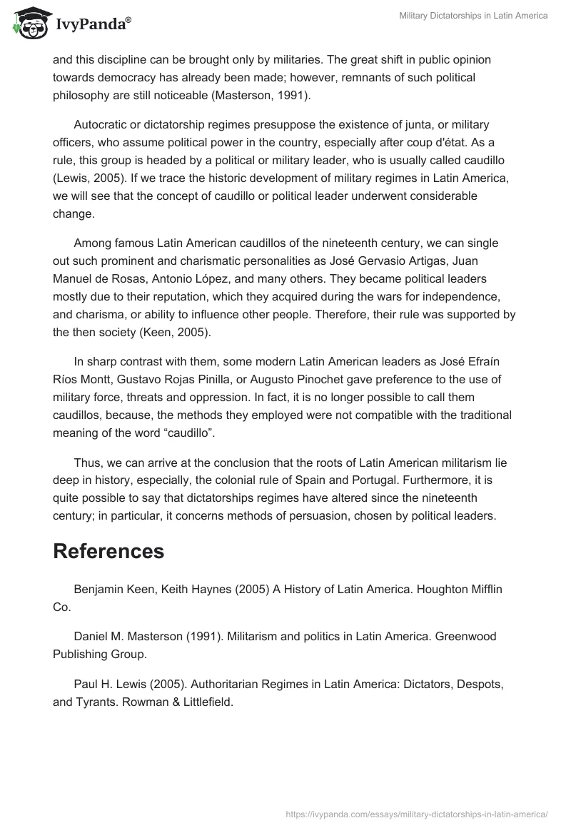 Military Dictatorships in Latin America. Page 2