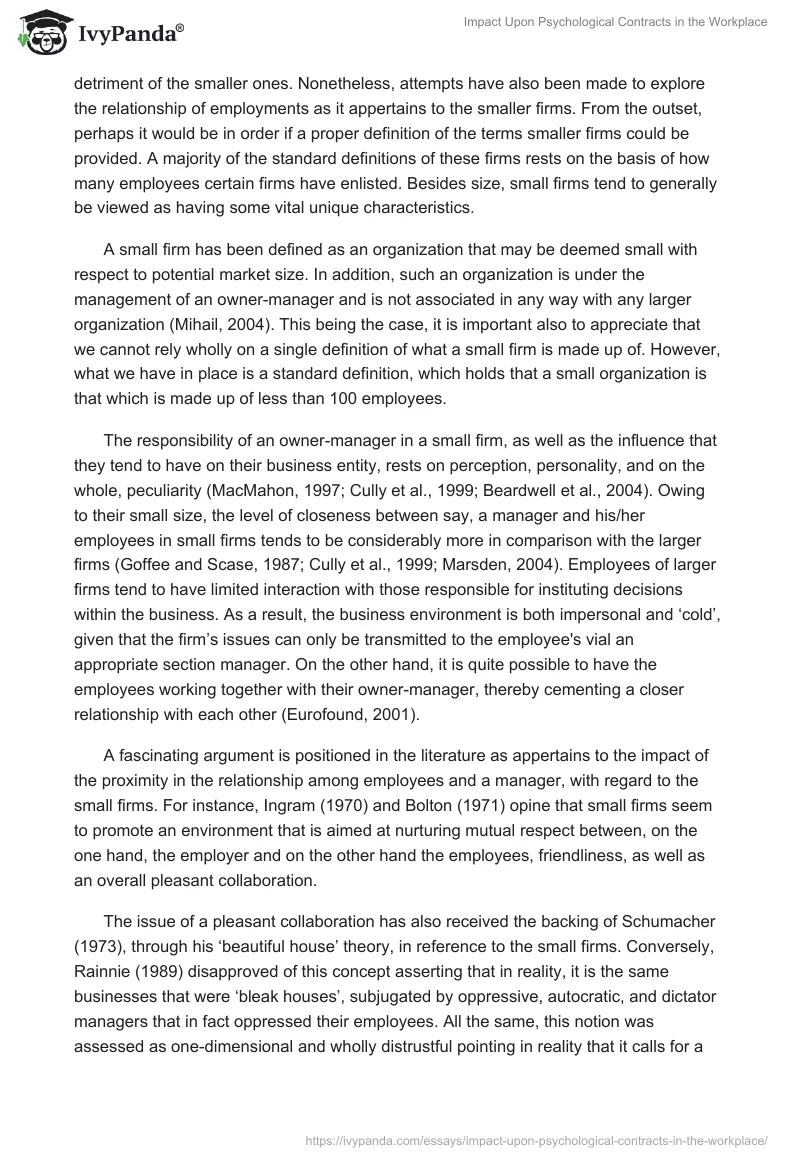 Impact Upon Psychological Contracts in the Workplace. Page 5