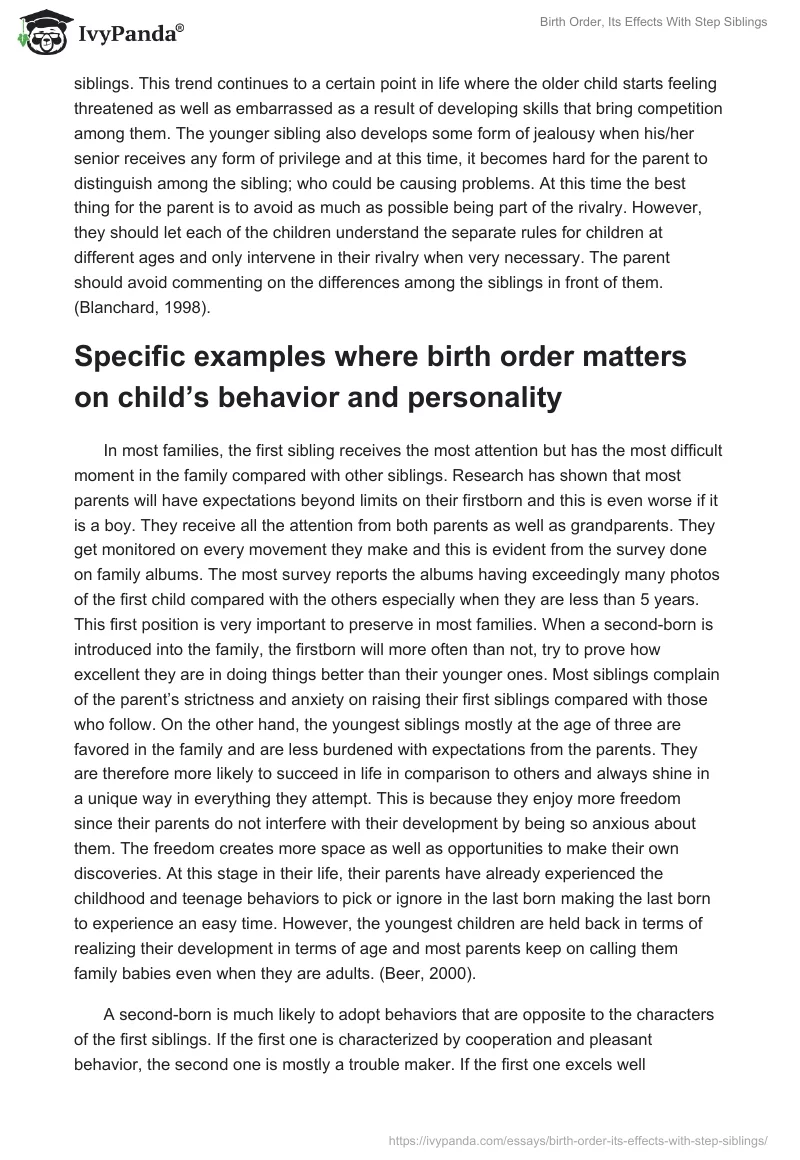 Birth Order, Its Effects With Step Siblings. Page 4