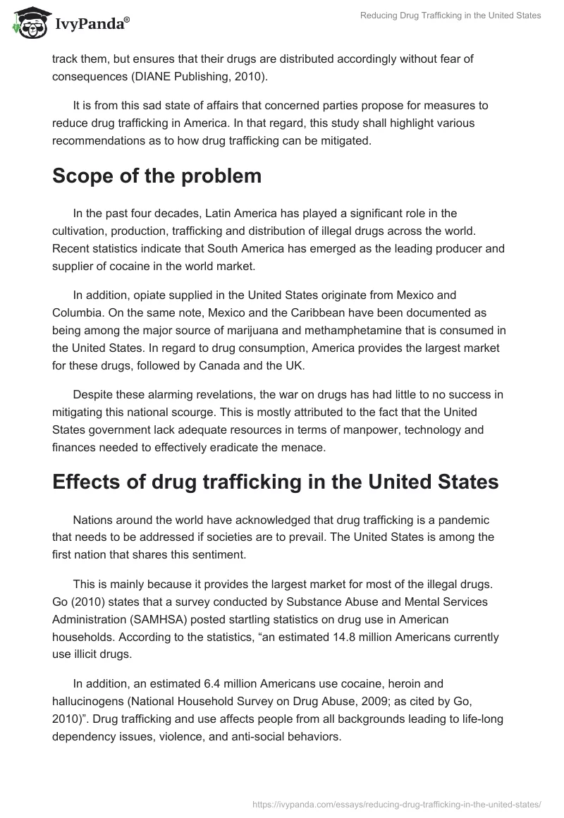Reducing Drug Trafficking in the United States. Page 2
