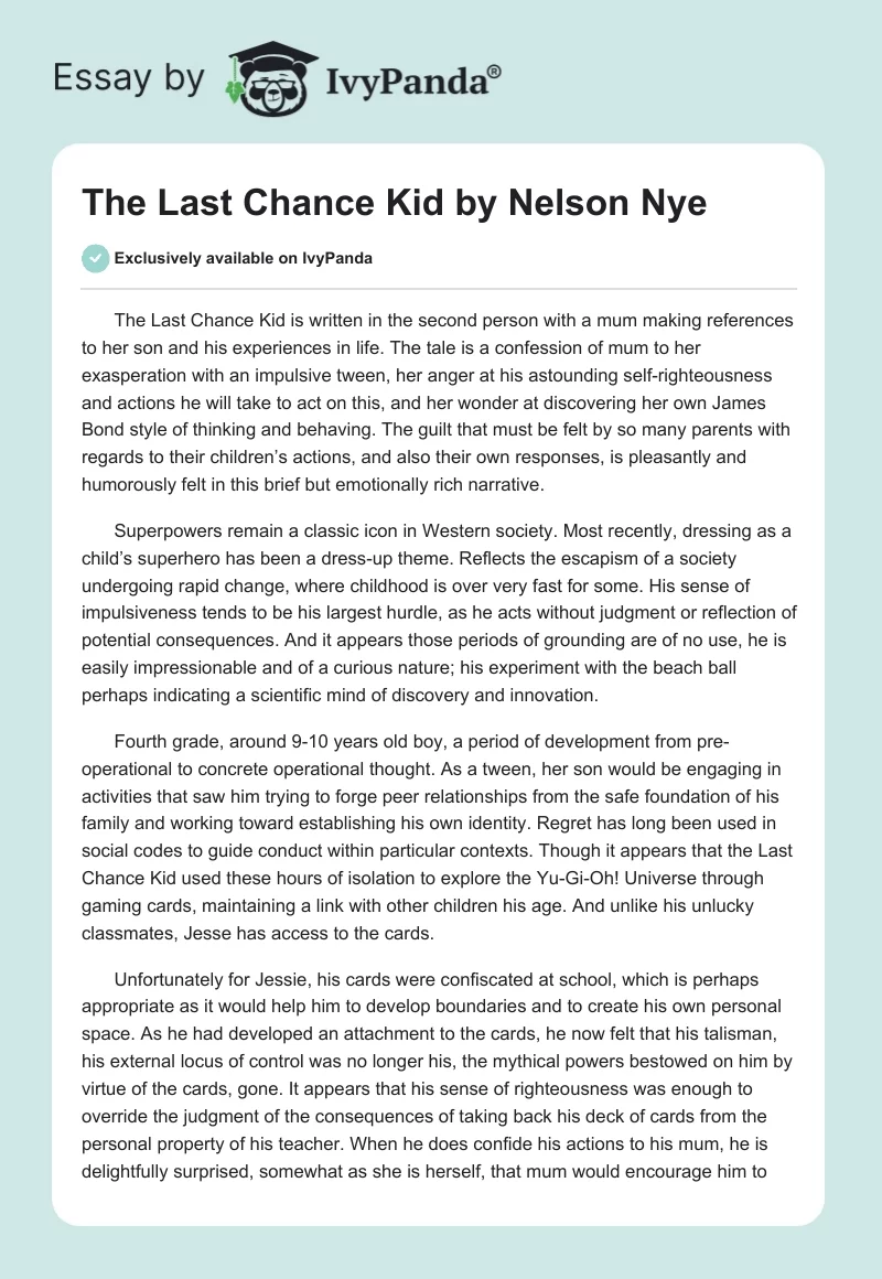 "The Last Chance Kid" by Nelson Nye. Page 1