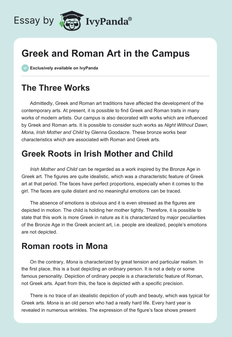 Greek and Roman Art in the Campus. Page 1