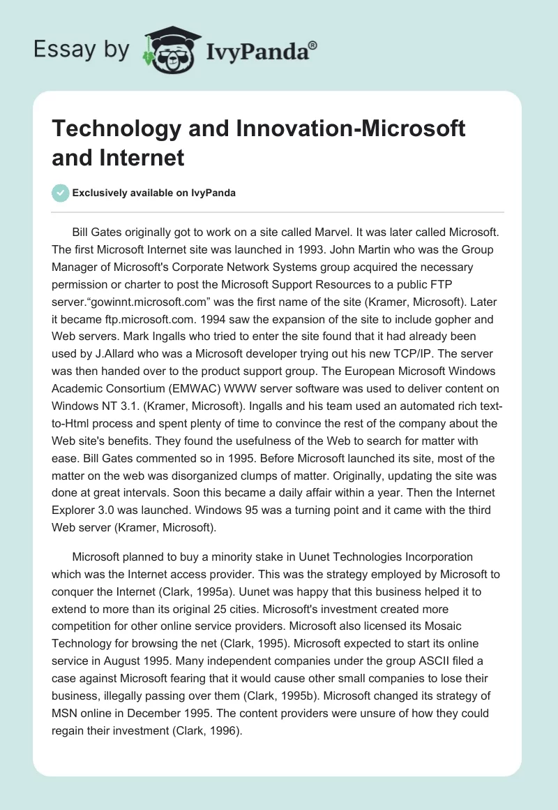 Technology and Innovation-Microsoft and Internet. Page 1
