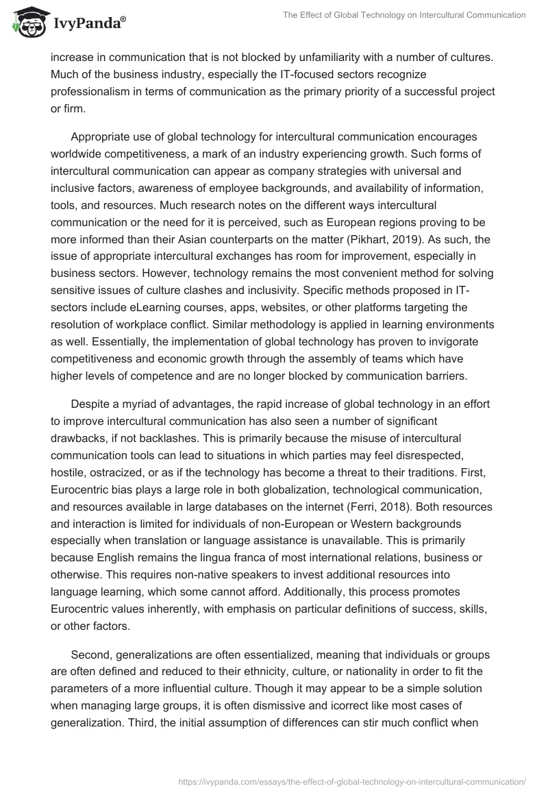 The Effect of Global Technology on Intercultural Communication. Page 2