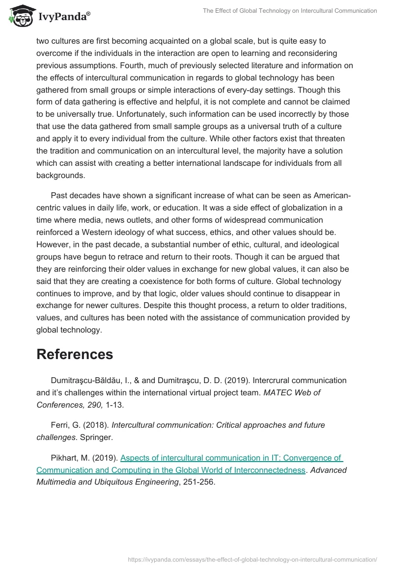 The Effect of Global Technology on Intercultural Communication. Page 3