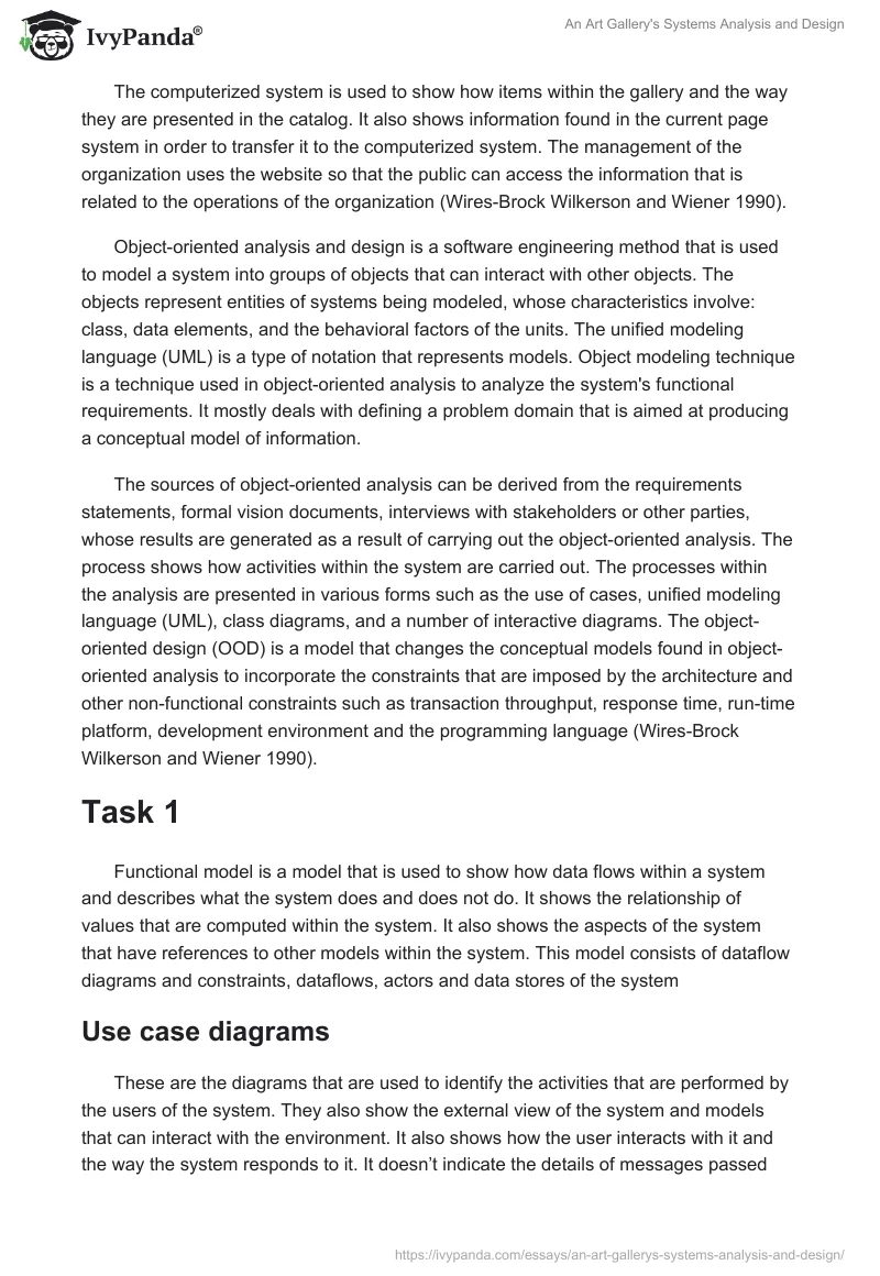 An Art Gallery's Systems Analysis and Design. Page 2