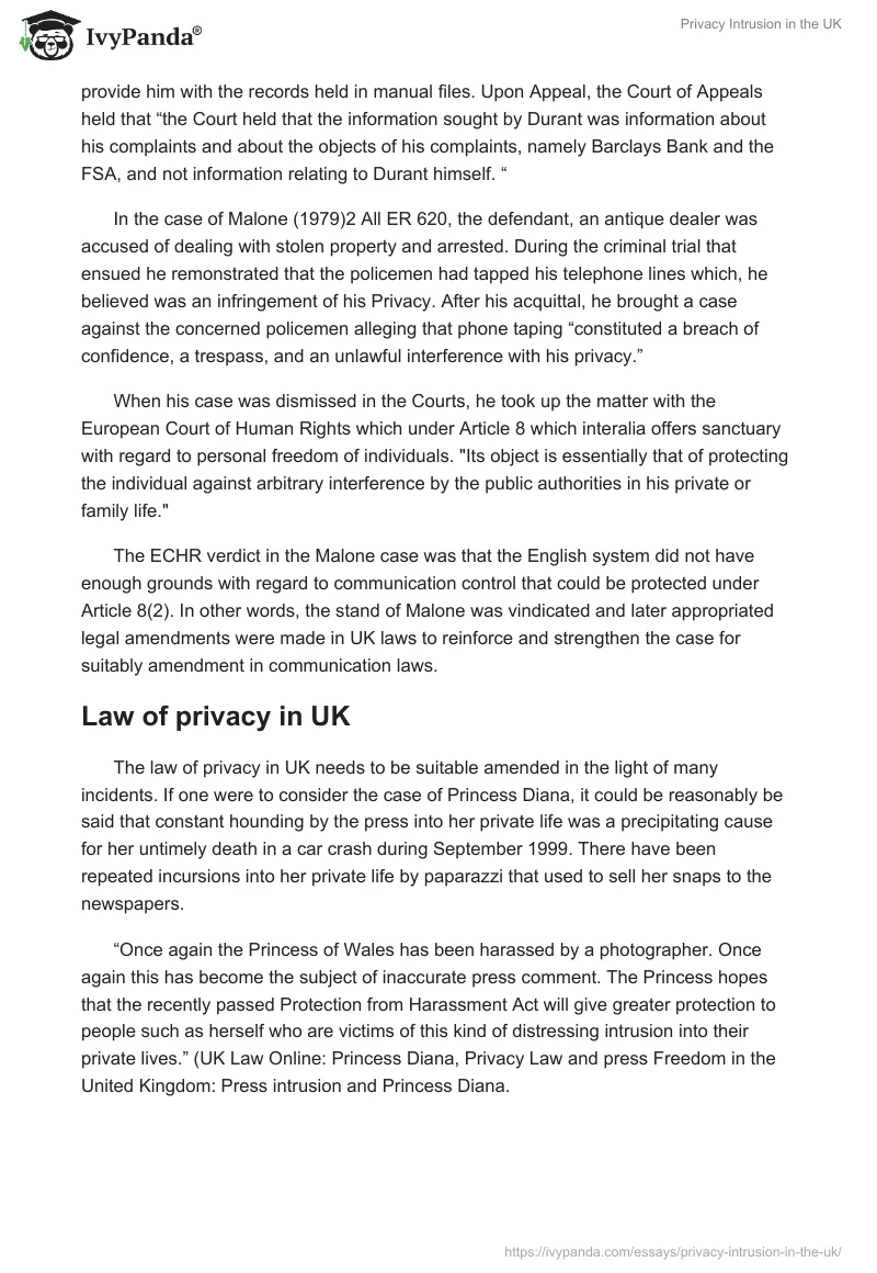 Privacy Intrusion in the UK. Page 4
