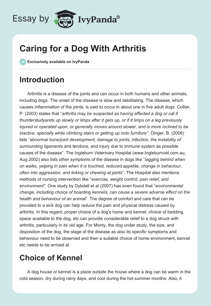 Caring for a Dog With Arthritis. Page 1