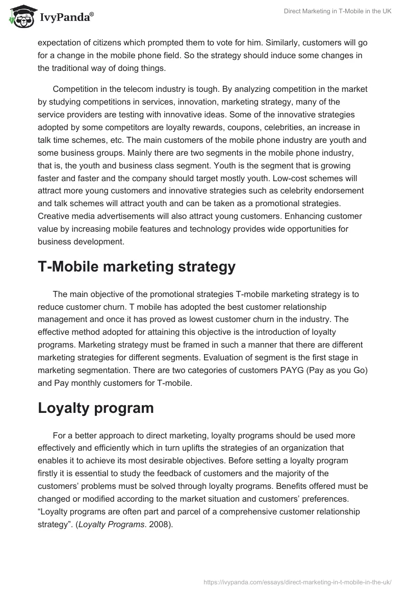 Direct Marketing in T-Mobile in the UK. Page 5