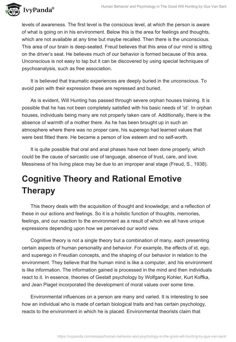 Human Behavior and Psychology in "The Good Will Hunting" by Gus Van Sant. Page 4