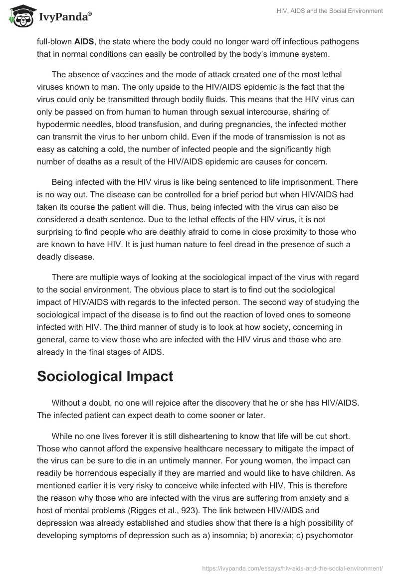 HIV, AIDS and the Social Environment. Page 2