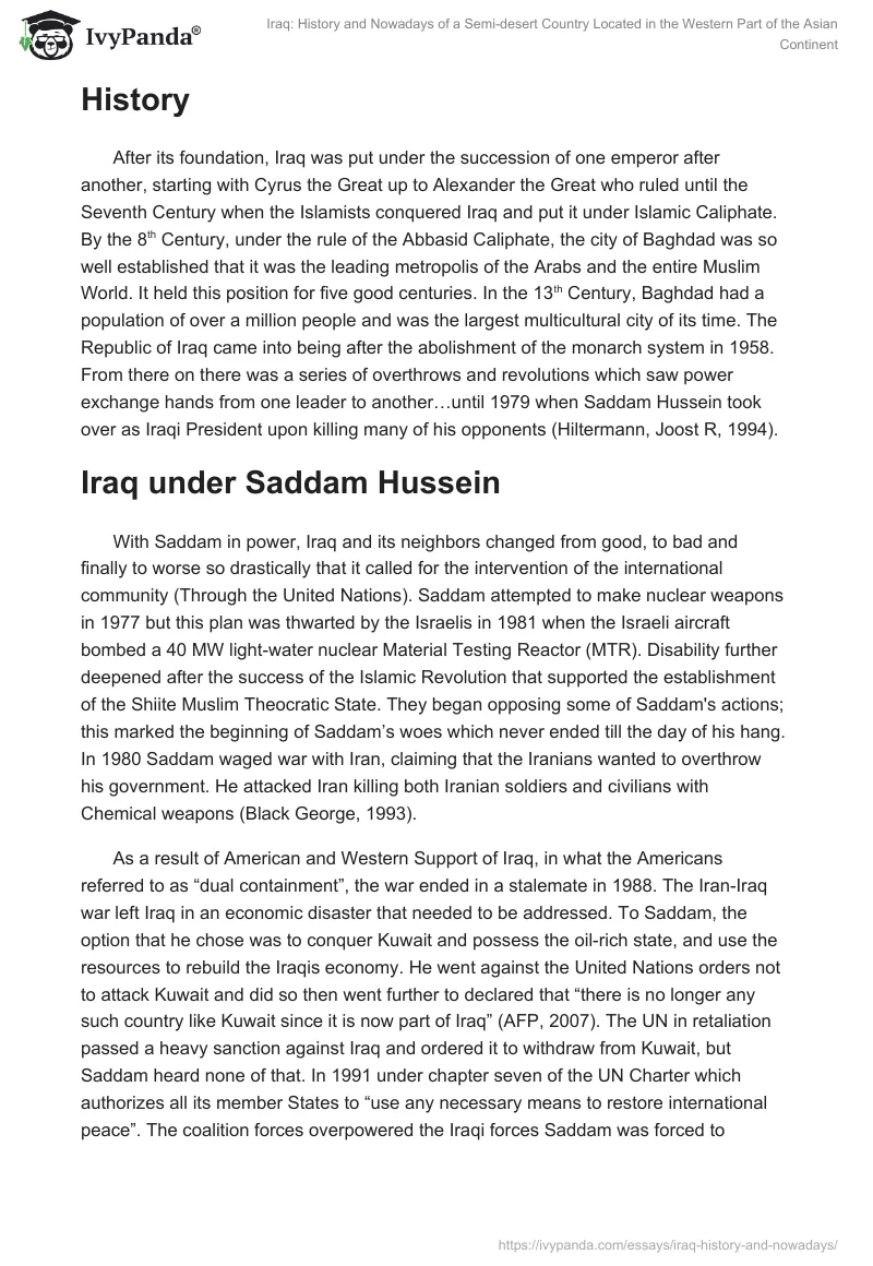 Iraq: History and Nowadays of a Semi-desert Country Located in the Western Part of the Asian Continent. Page 2