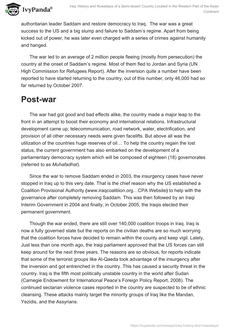 Iraq: History and Nowadays of a Semi-desert Country Located in the Western Part of the Asian Continent. Page 4