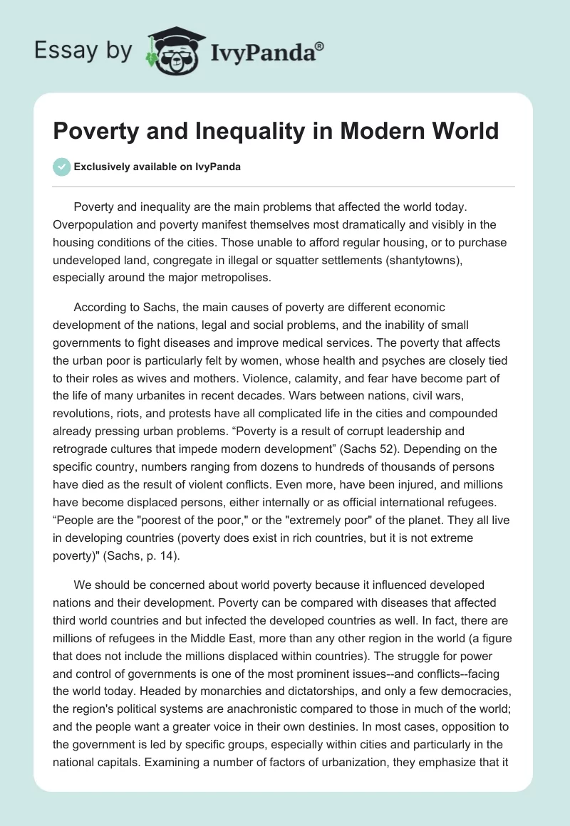 Poverty and Inequality in Modern World. Page 1