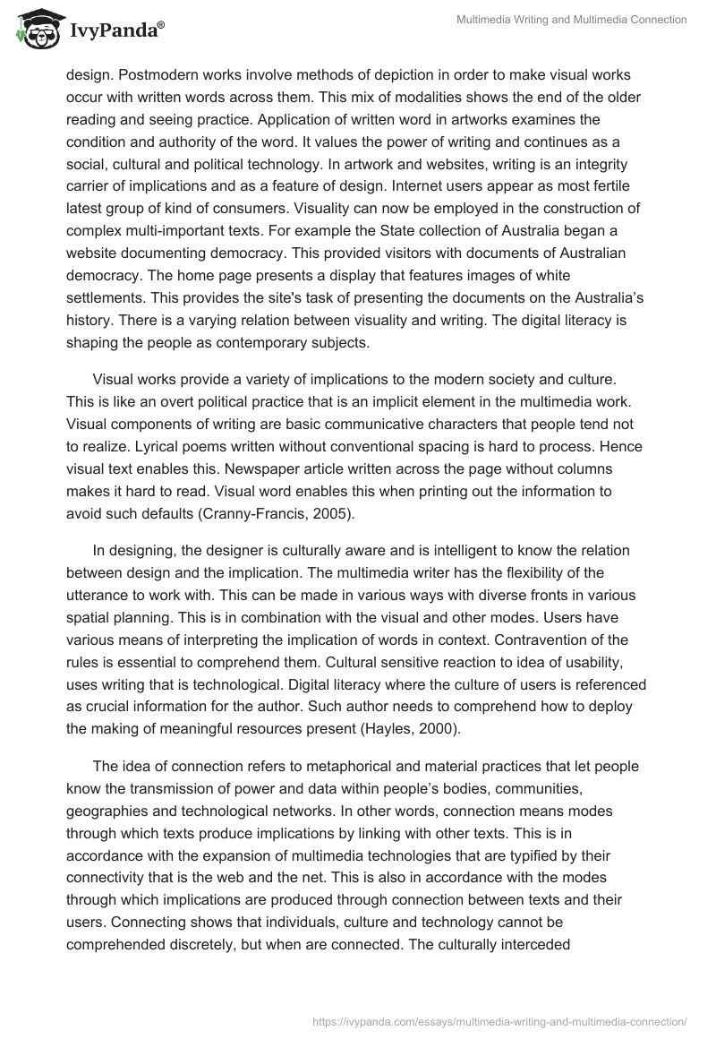 Multimedia Writing and Multimedia Connection. Page 3