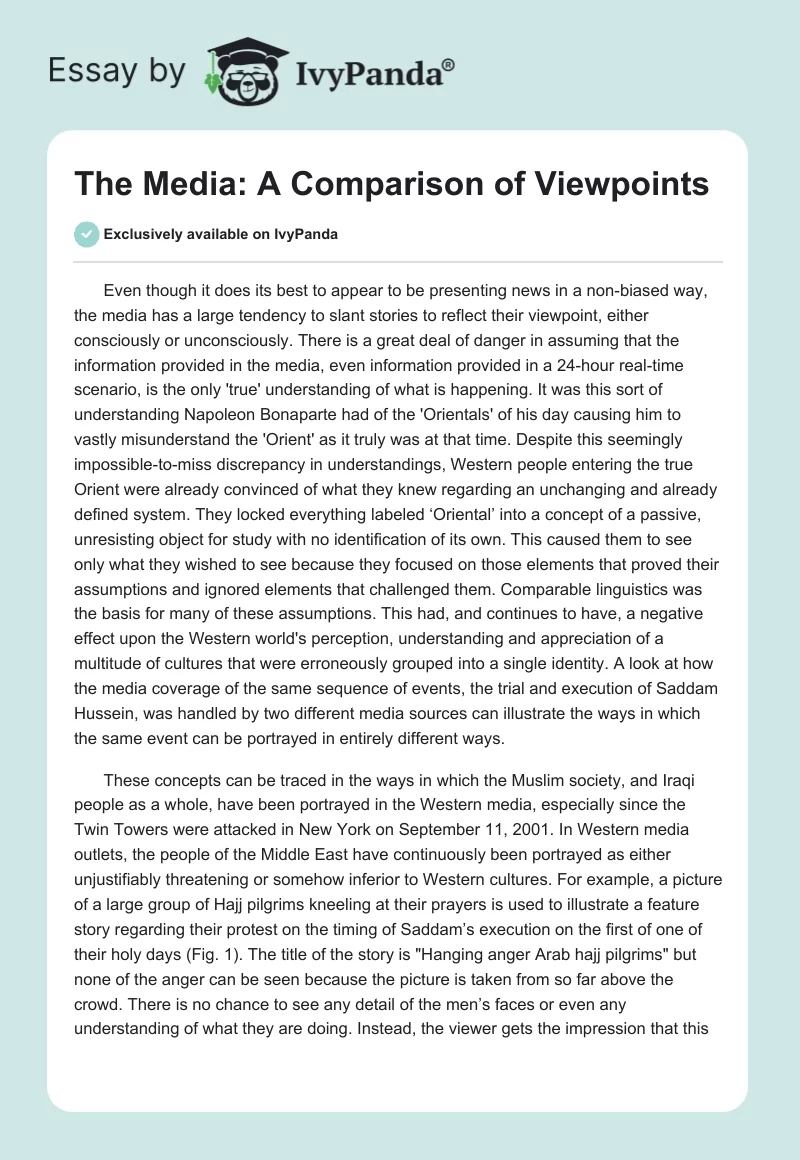 The Media: A Comparison of Viewpoints. Page 1