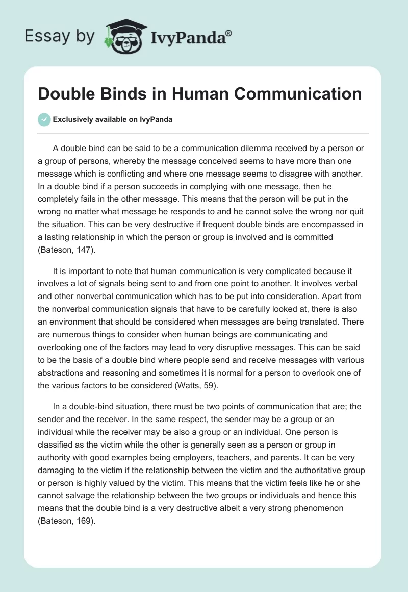 Double Binds in Human Communication. Page 1