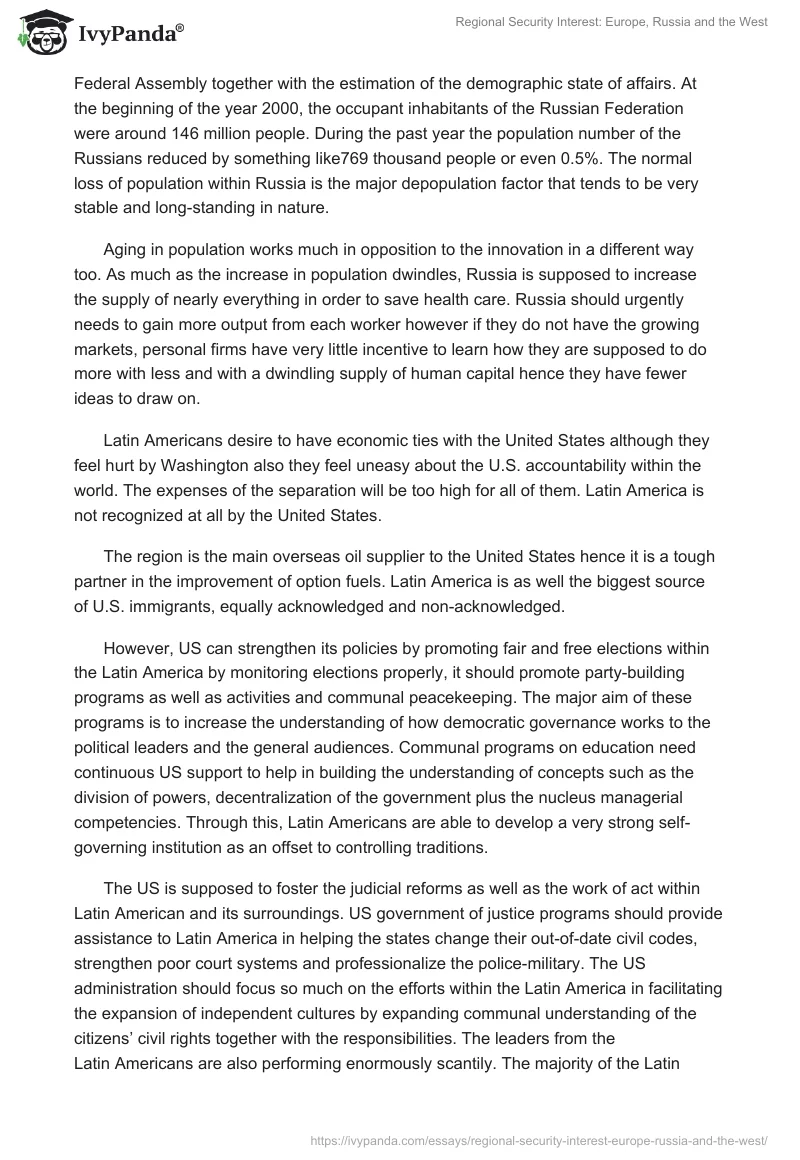 Regional Security Interest: Europe, Russia and the West. Page 2