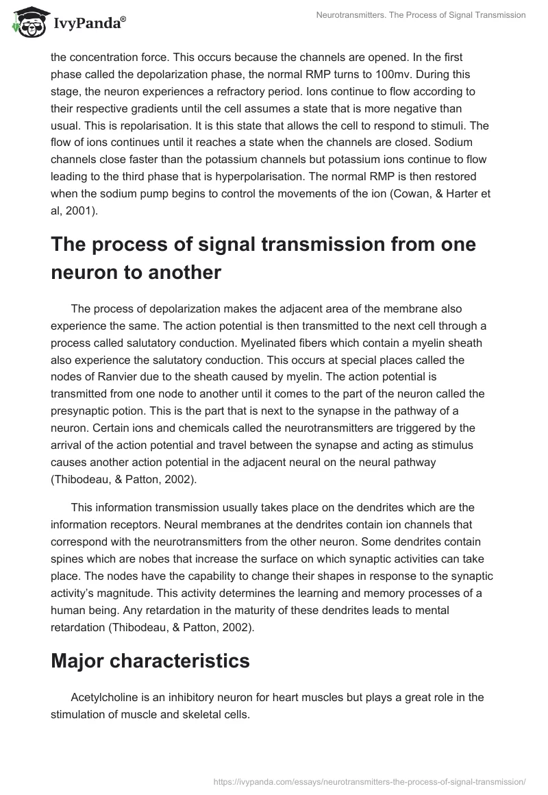 Neurotransmitters. The Process of Signal Transmission. Page 2
