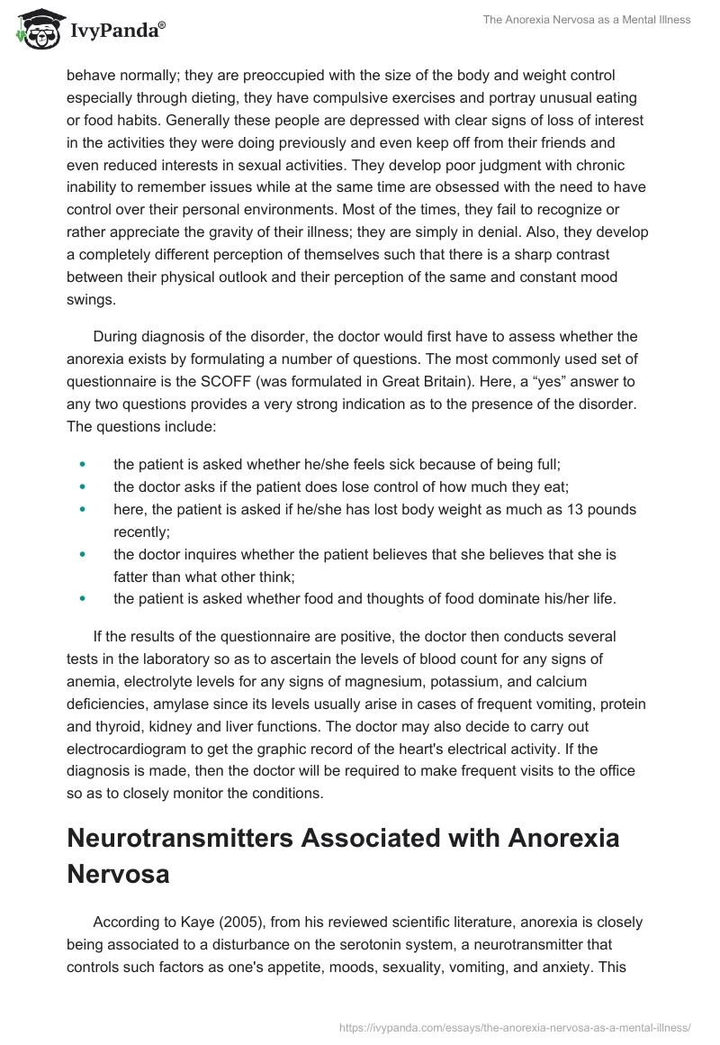 The Anorexia Nervosa as a Mental Illness. Page 3