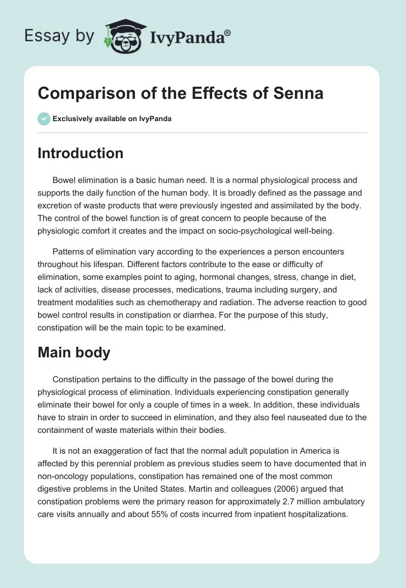 Comparison of the Effects of Senna. Page 1