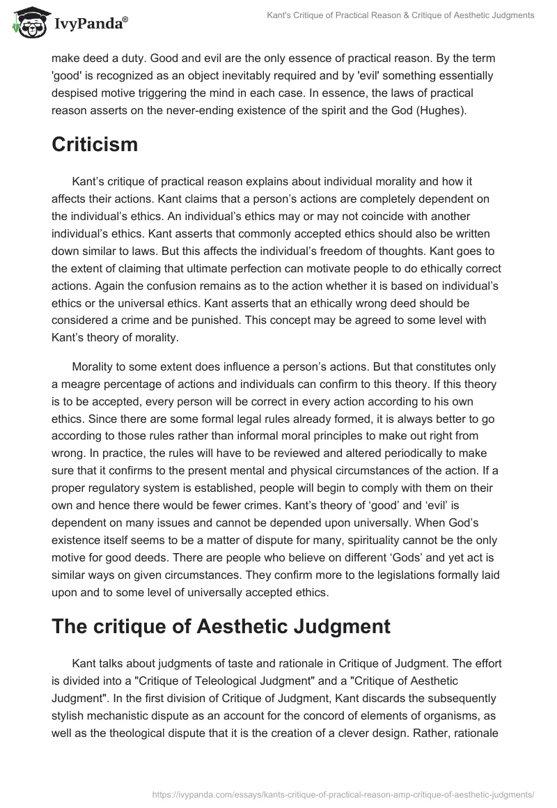 Kant's Critique of Practical Reason & Critique of Aesthetic Judgments. Page 3