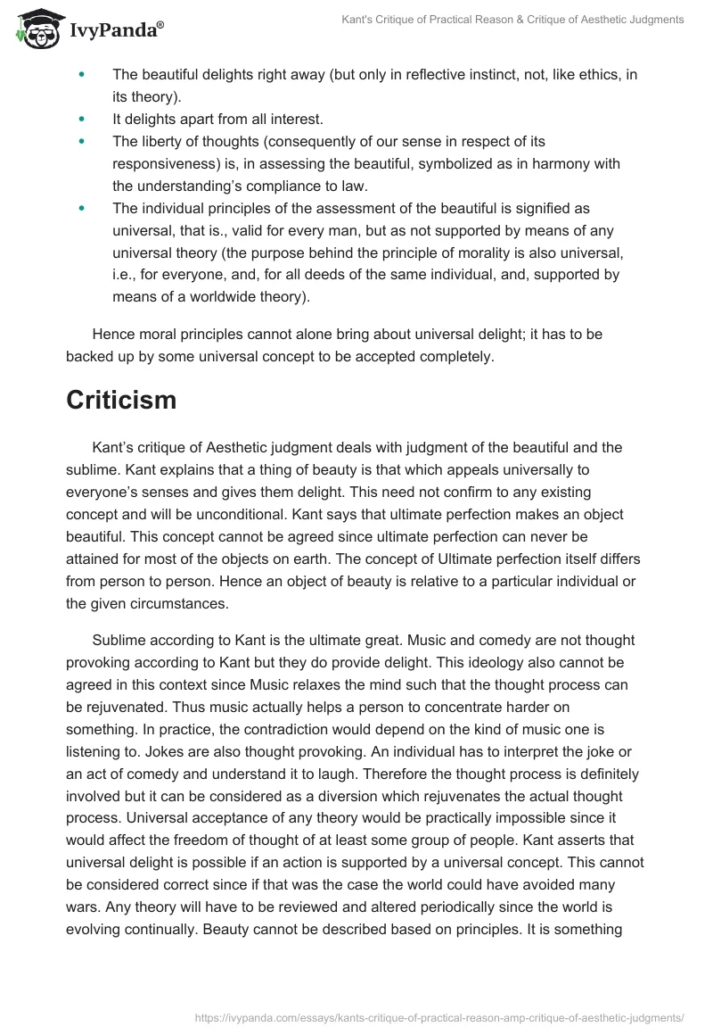 Kant's Critique of Practical Reason & Critique of Aesthetic Judgments. Page 5