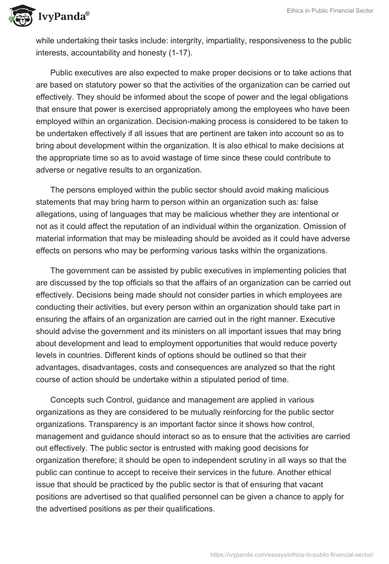 Ethics in Public Financial Sector. Page 4