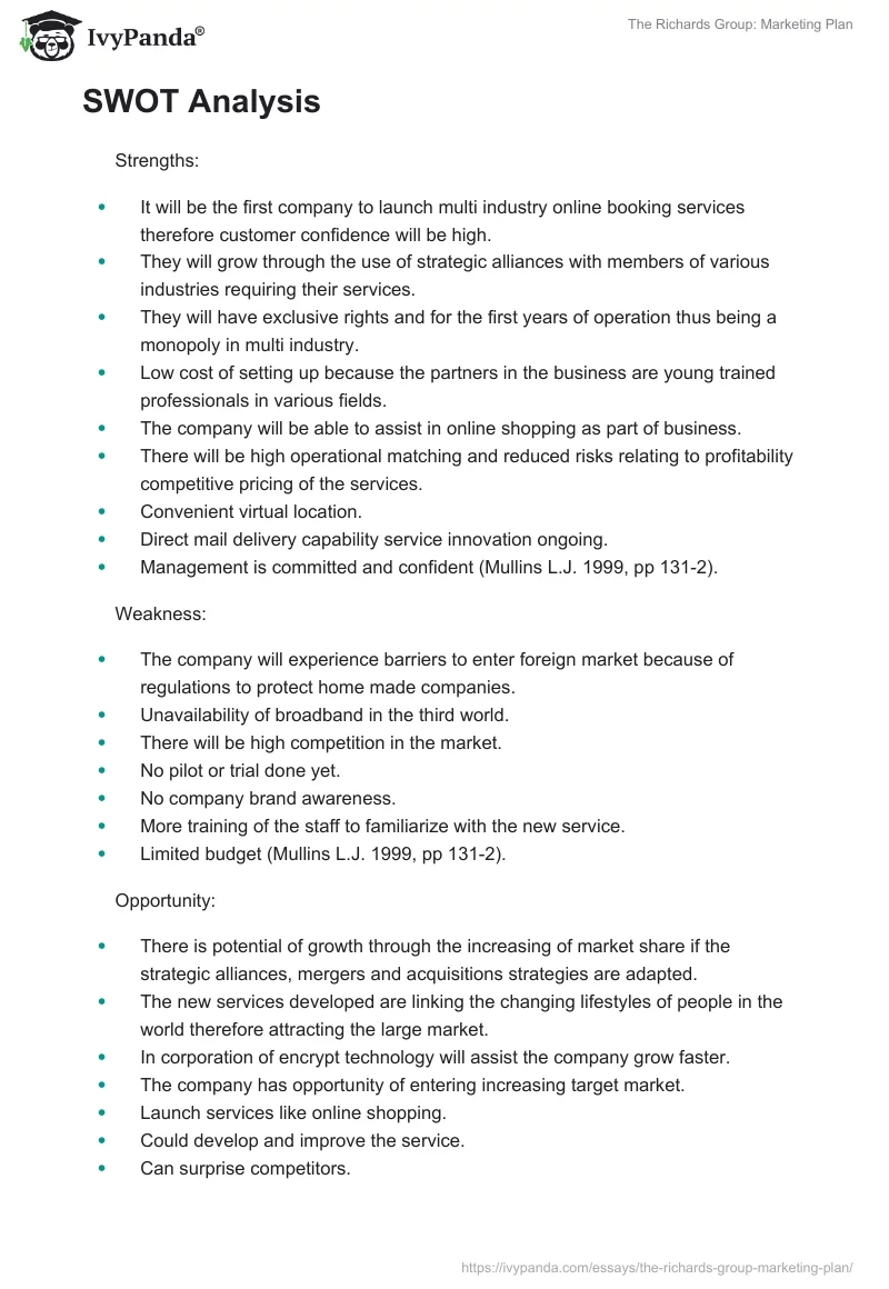 The Richards Group: Marketing Plan. Page 2